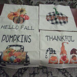 Bundle of 4 Fall/Autumn/Thanksgiving Pillow case covers